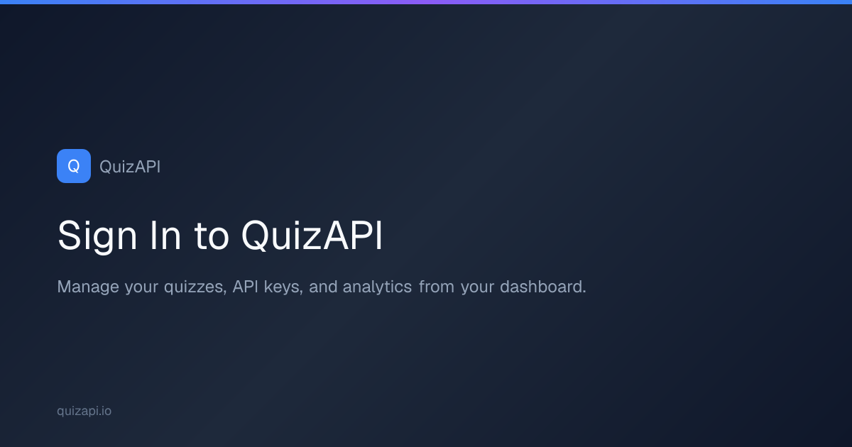 Sign In | QuizAPI
