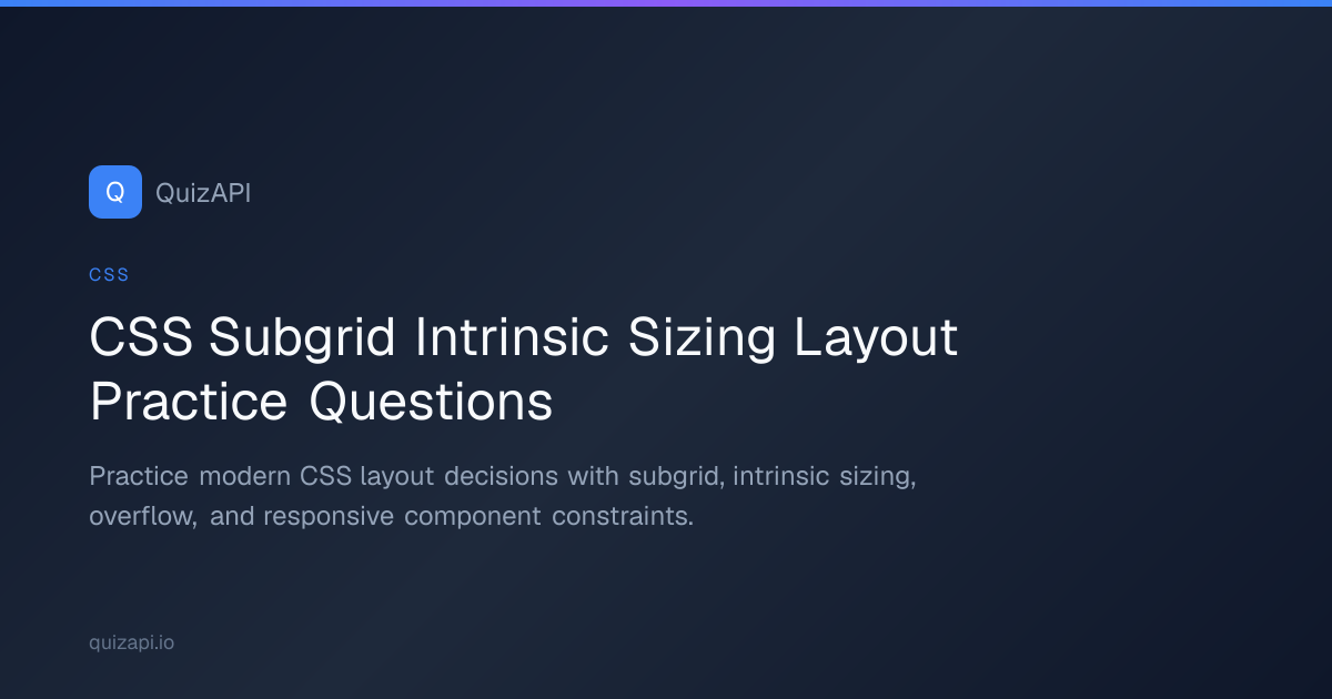 CSS Subgrid Intrinsic Sizing Layout Practice Questions | QuizAPI