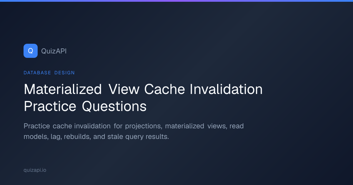 Materialized View Cache Invalidation Practice Questions | QuizAPI
