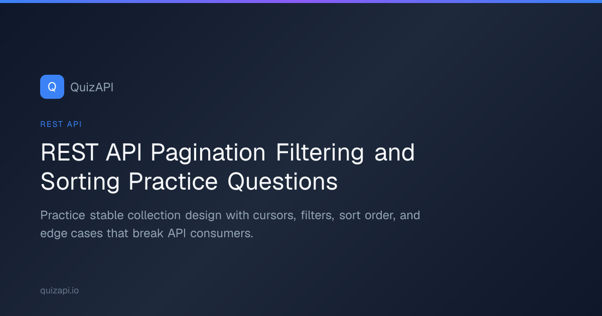 REST API Pagination Filtering and Sorting Practice Questions | QuizAPI