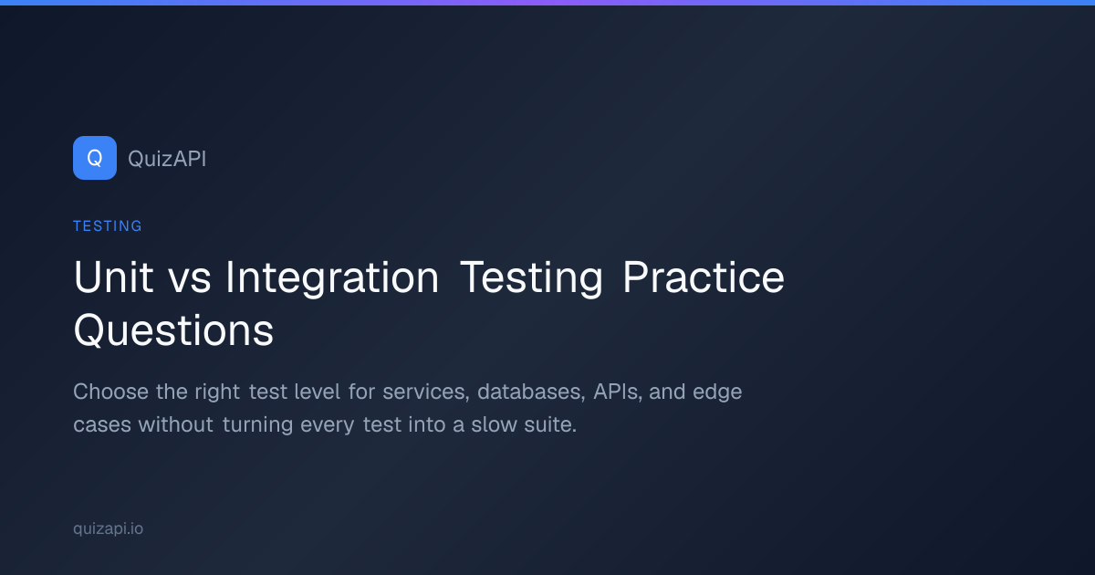Unit vs Integration Testing Practice Questions | QuizAPI